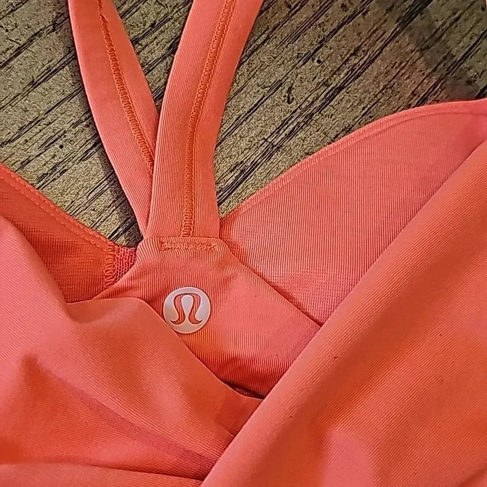 Lululemon orange wrap it tank top with built in sports bra size